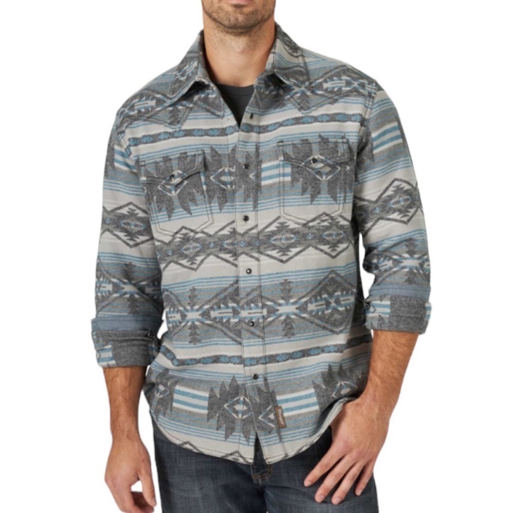 WRANGLER MEN'S RETRO PREMIUM DARK SHADOW JACQUARD FLANNEL